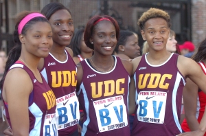 Wright's 4x400M Relay Team at 2014 Penn Relays. They were first UDC relay team to reach a final at Penn Relays.